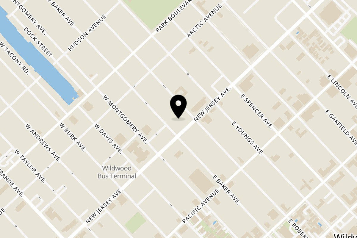 Map showing the location of HATILLO'S on 4200 New Jersey Ave in Wildwood